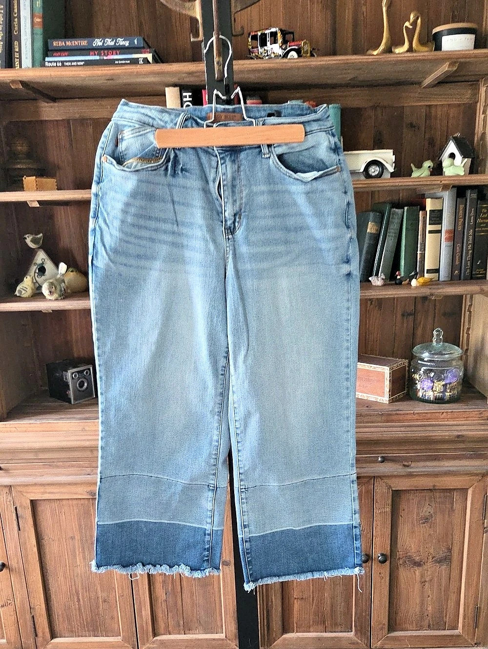 Judy Blue Wide Leg Crop Jeans Blue Waist 14W